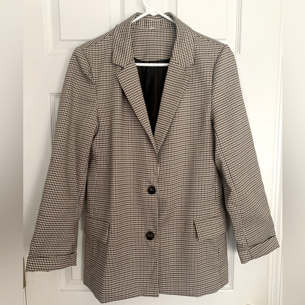 Shein Brown Plaid Blazer New - M
